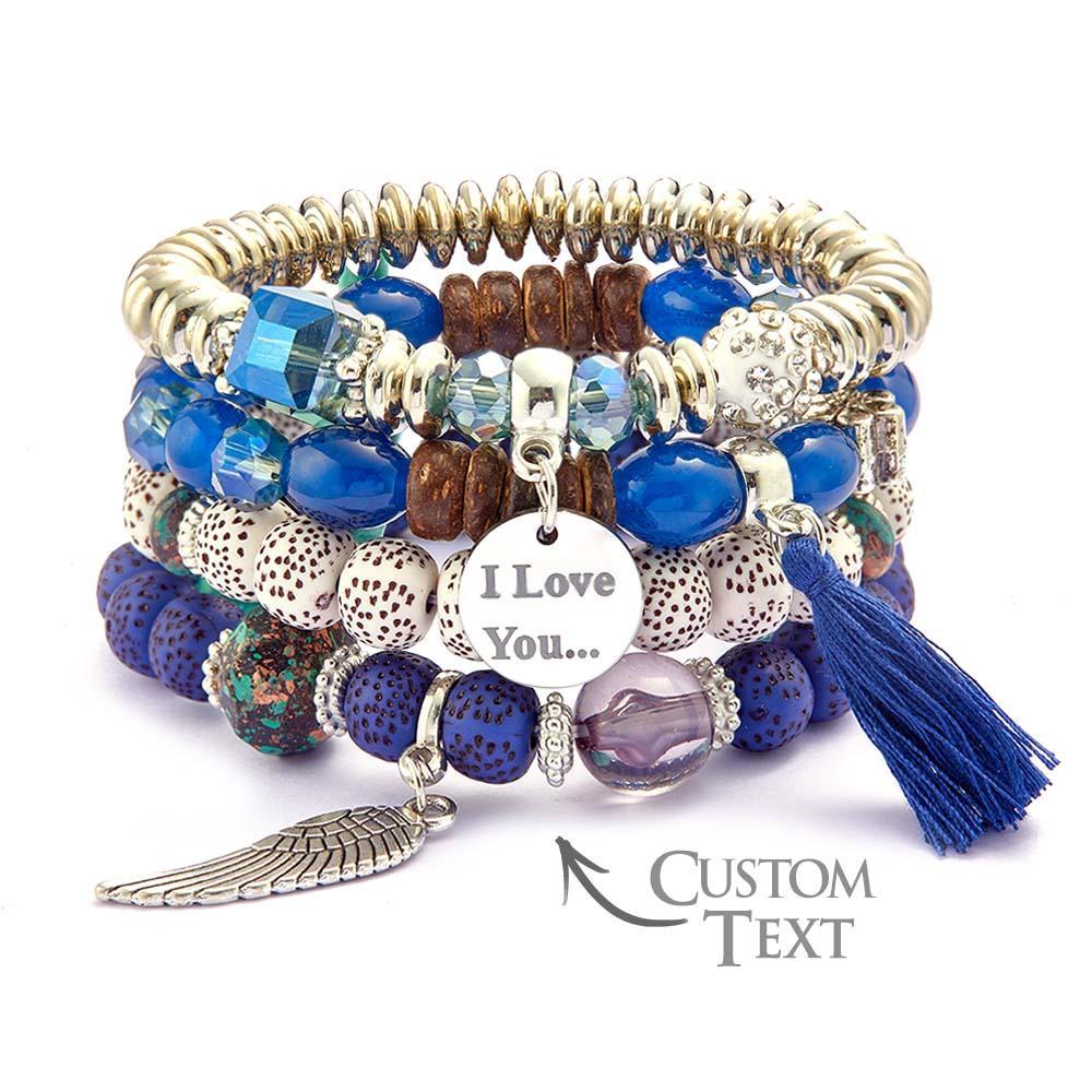 Custom Engraved Bracelets Bohemia Style Bead Gifts for Girl - yournamenecklaceau