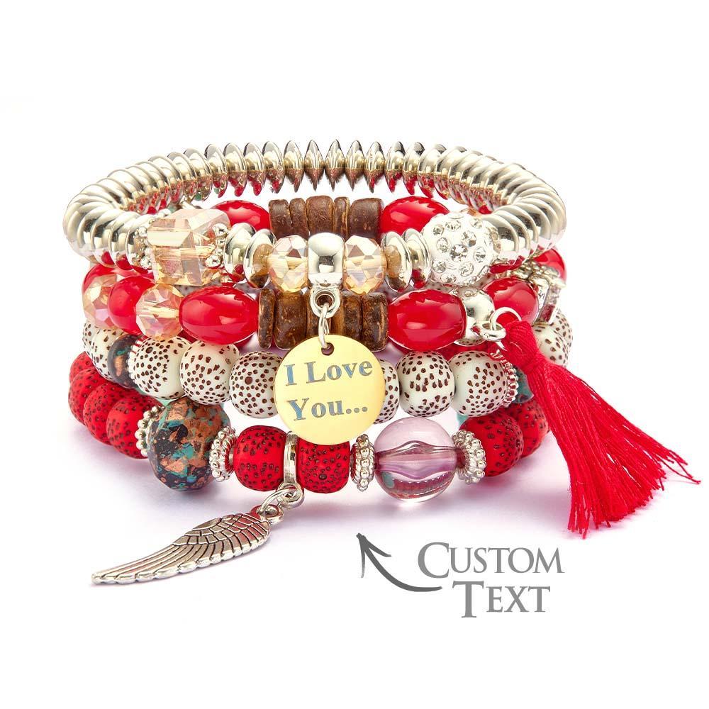 Custom Engraved Bracelets Bohemia Style Bead Gifts for Girl - yournamenecklaceau