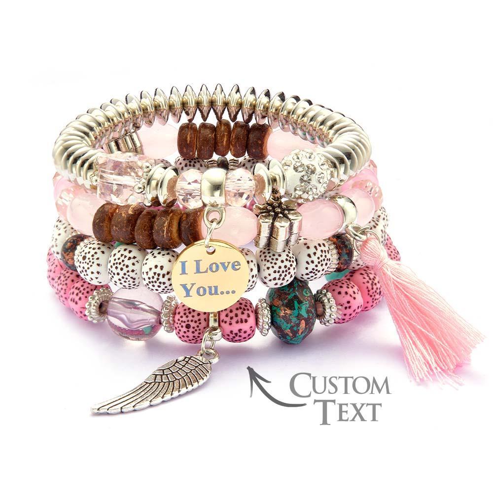 Custom Engraved Bracelets Bohemia Style Bead Gifts for Girl - yournamenecklaceau