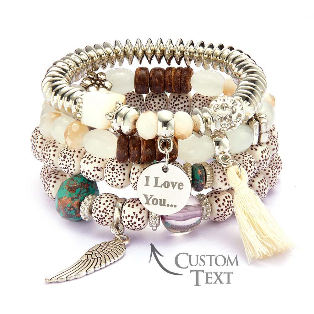 Custom Engraved Bracelets Bohemia Style Bead Gifts for Girl - yournamenecklaceau
