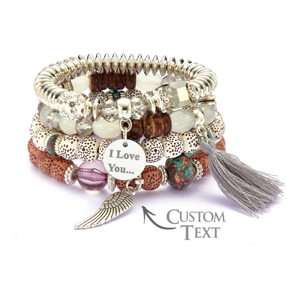 Custom Engraved Bracelets Bohemia Style Bead Gifts for Girl - yournamenecklaceau