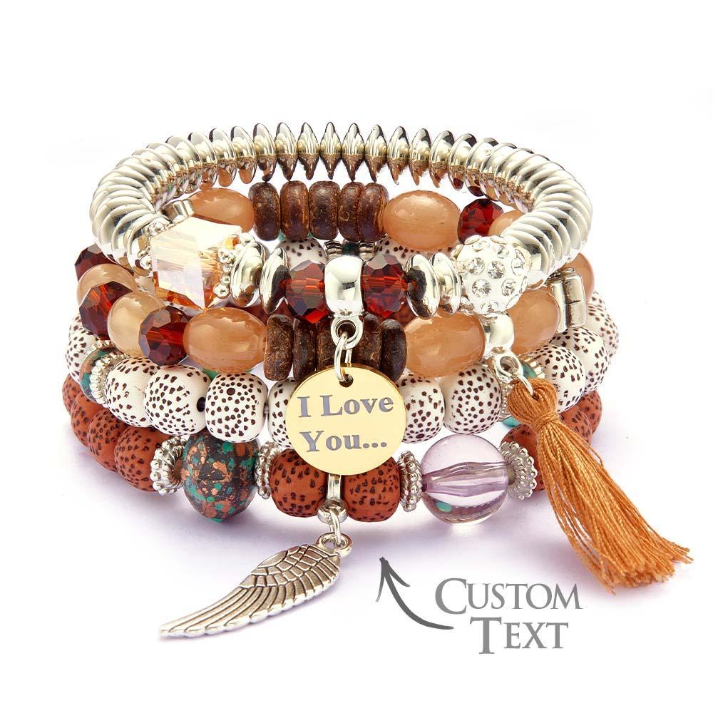 Custom Engraved Bracelets Bohemia Style Bead Gifts for Girl - yournamenecklaceau