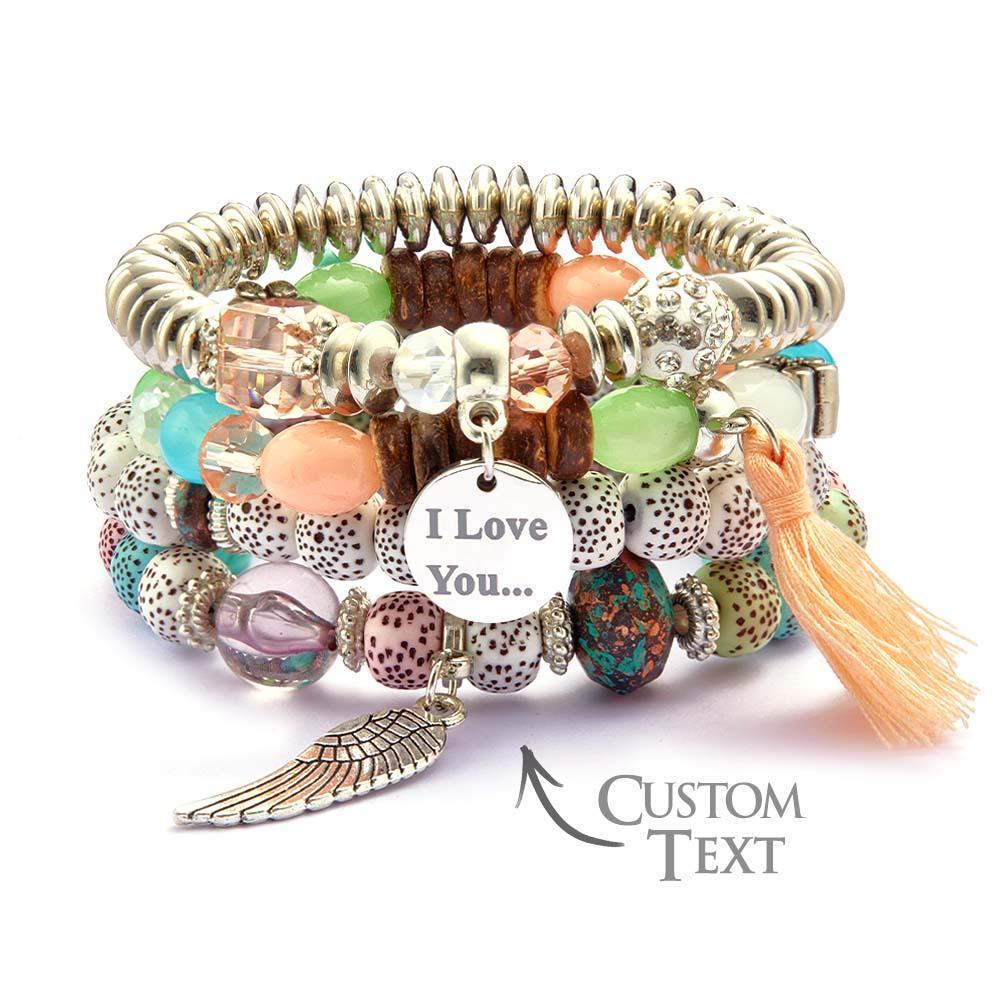 Custom Engraved Bracelets Bohemia Style Bead Gifts for Girl - yournamenecklaceau