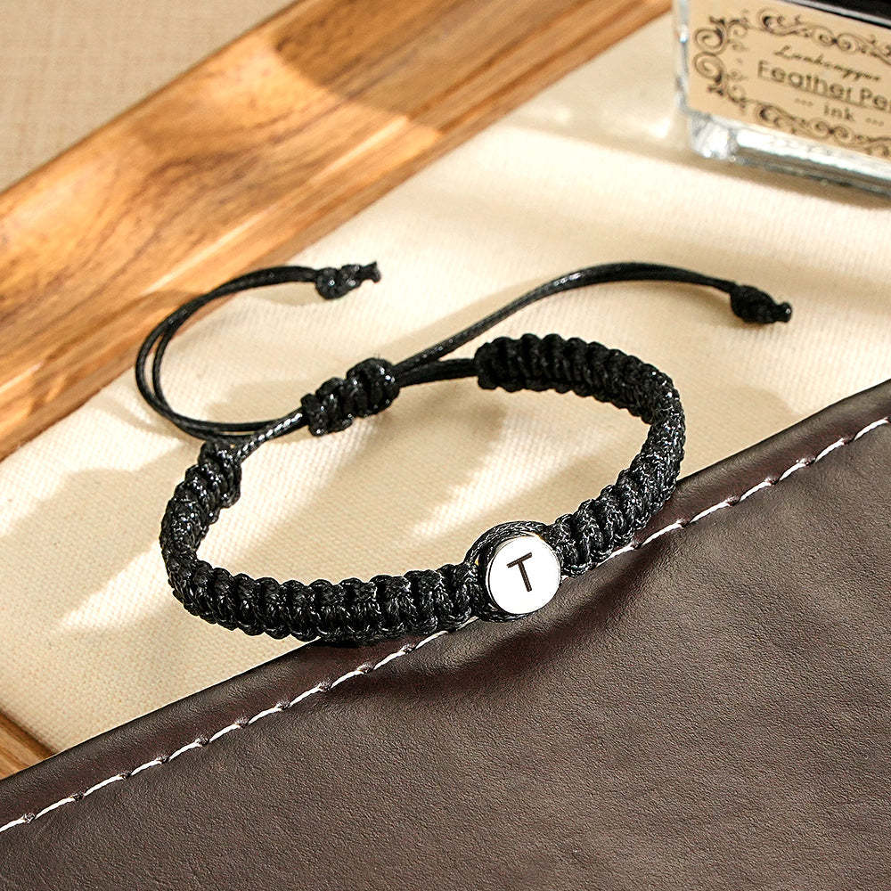 Personalized Initial Bracelets Engraving Braided Rope Wrist Bracelets Gift for Lover - yournamenecklaceau