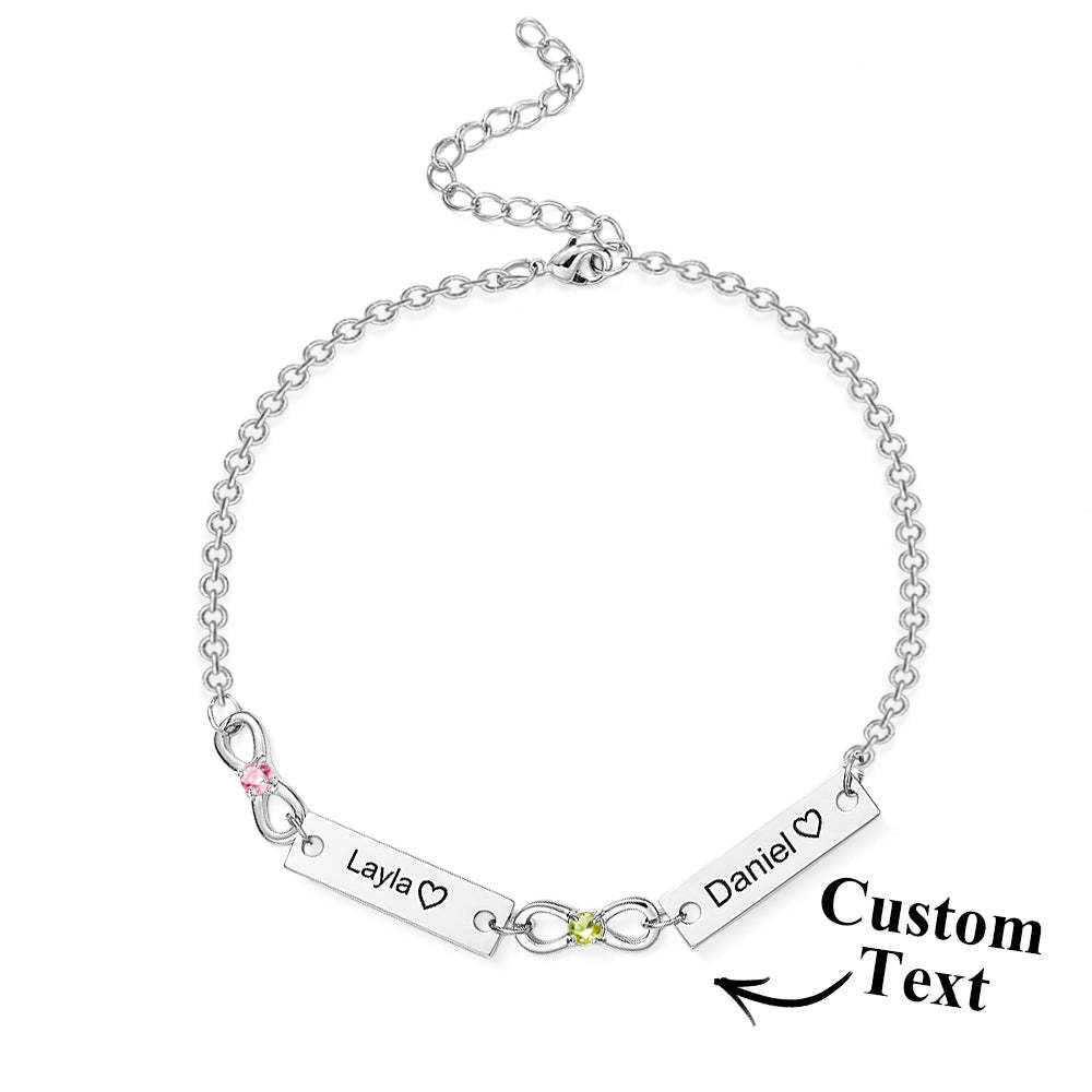 Custom Infinity Symbol Name Bracelet Personalized Stainless Steel Birthstone Bracelet for Family - yournamenecklaceau