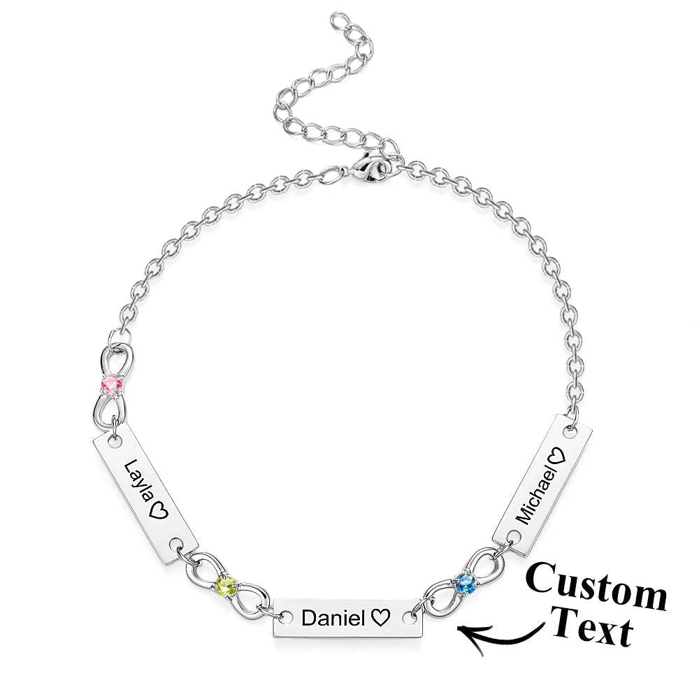 Custom Infinity Symbol Name Bracelet Personalized Stainless Steel Birthstone Bracelet for Family - yournamenecklaceau