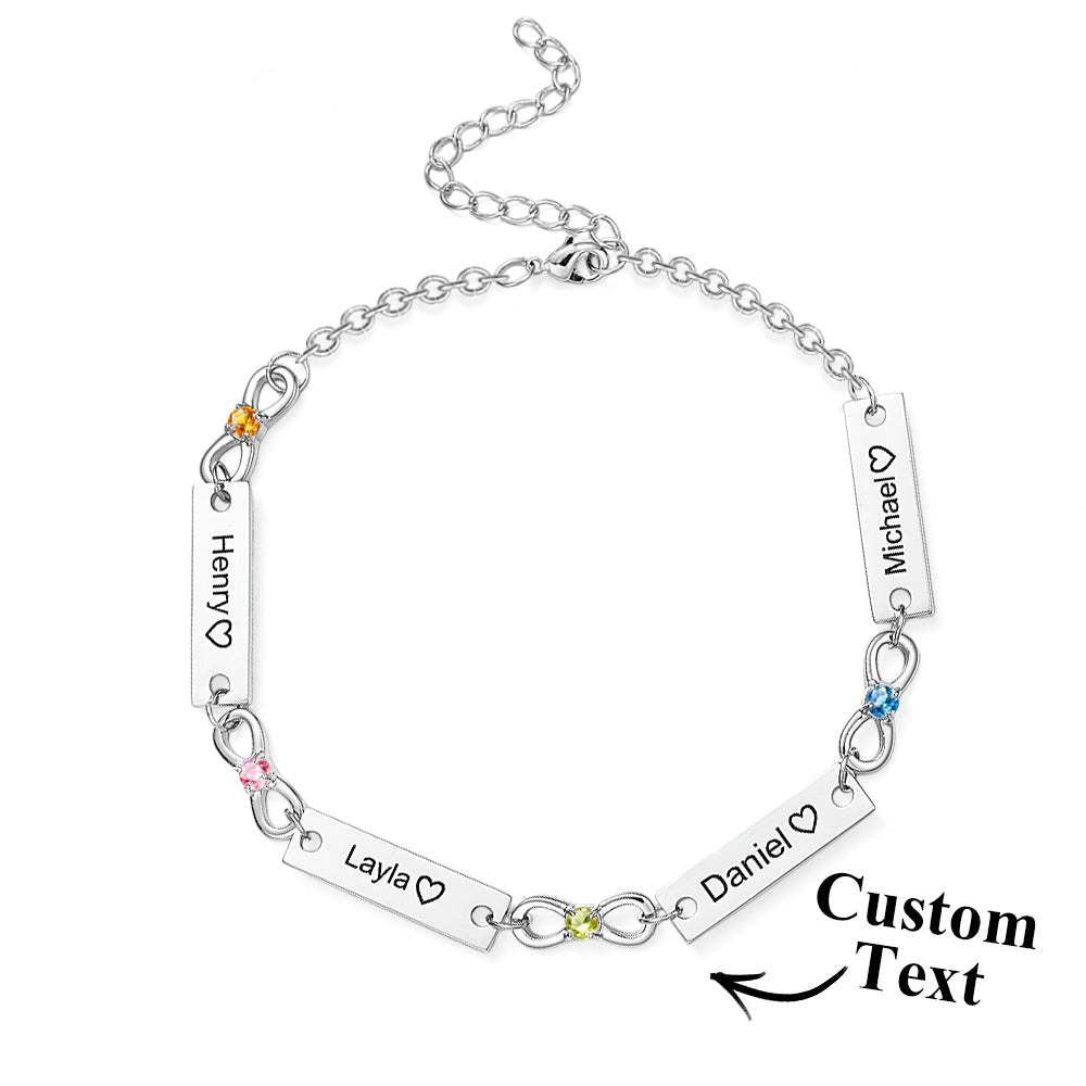 Custom Infinity Symbol Name Bracelet Personalized Stainless Steel Birthstone Bracelet for Family - yournamenecklaceau