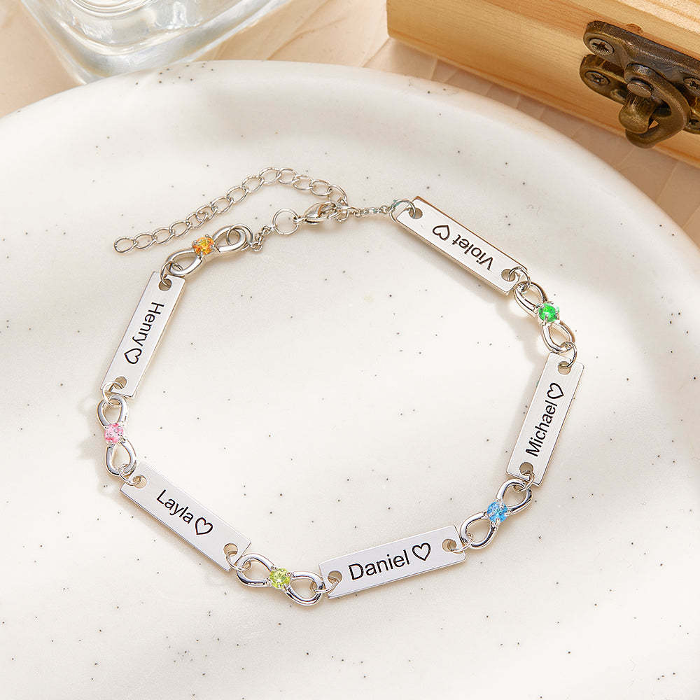 Custom Infinity Symbol Name Bracelet Personalized Stainless Steel Birthstone Bracelet for Family - yournamenecklaceau