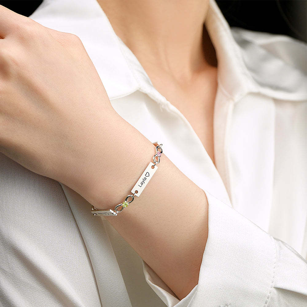 Custom Infinity Symbol Name Bracelet Personalized Stainless Steel Birthstone Bracelet for Family - yournamenecklaceau