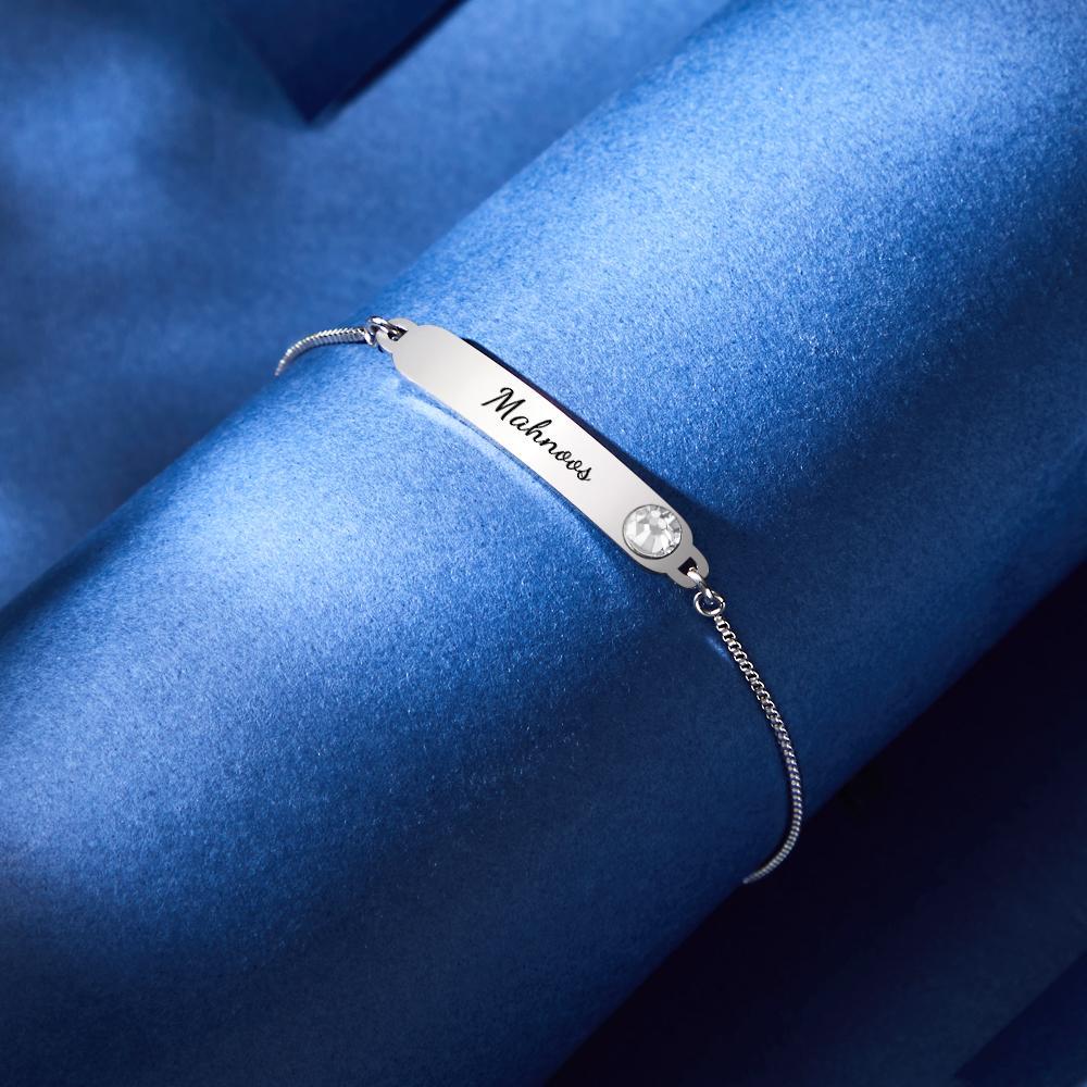 Custom Engraved Bracelet Name Bracelet Simple Rhinestones Gifts - yournamenecklaceau