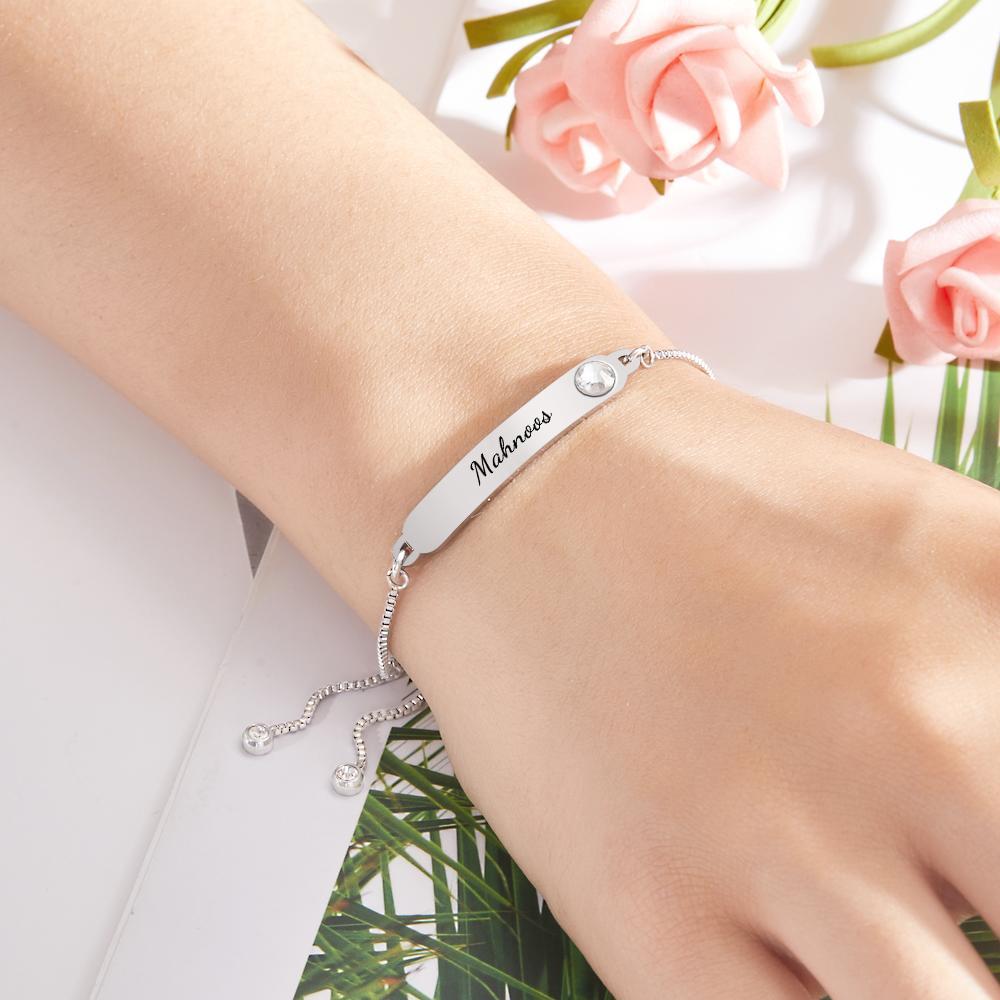 Custom Engraved Bracelet Name Bracelet Simple Rhinestones Gifts - yournamenecklaceau