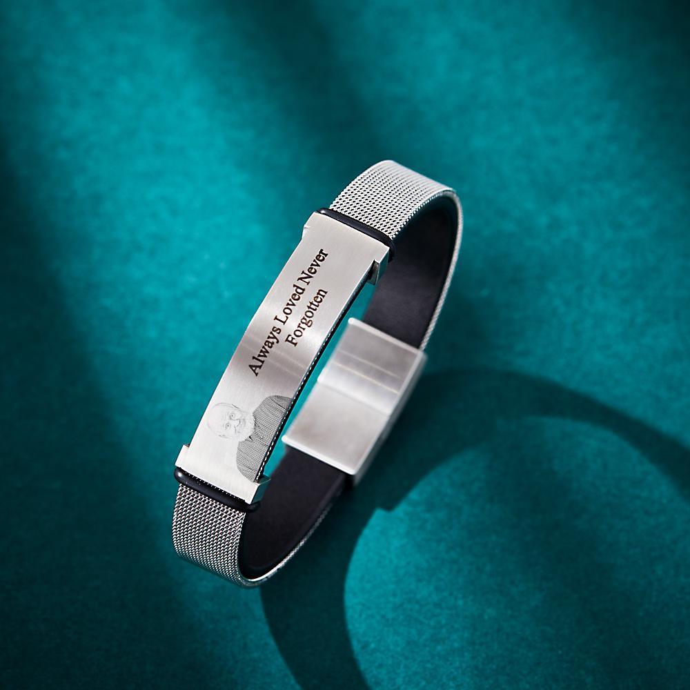 Personalized Photo Engraved Titanium Steel Bracelets Men and Women Bracelet Father's Day Gift - yournamenecklaceau