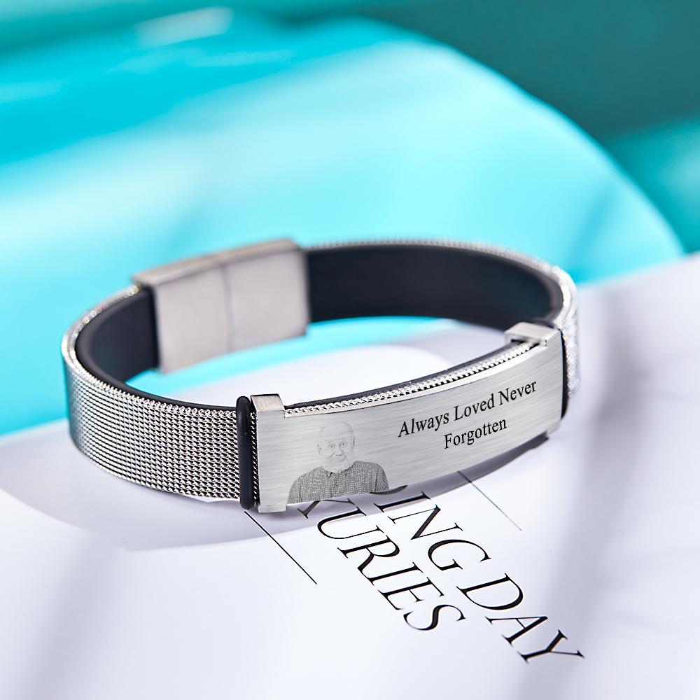 Personalized Photo Engraved Titanium Steel Bracelets Men and Women Bracelet Father's Day Gift - yournamenecklaceau