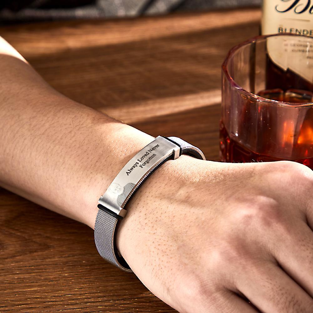 Personalized Photo Engraved Titanium Steel Bracelets Men and Women Bracelet Father's Day Gift - yournamenecklaceau