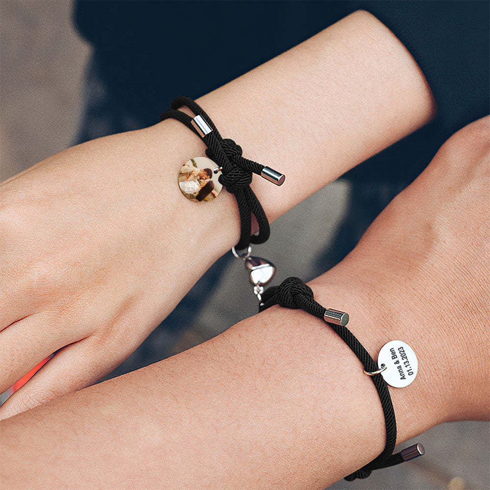 Custom Magnetic Couple Weave Bracelet Set Gift for Couples Best Friends - yournamenecklaceau