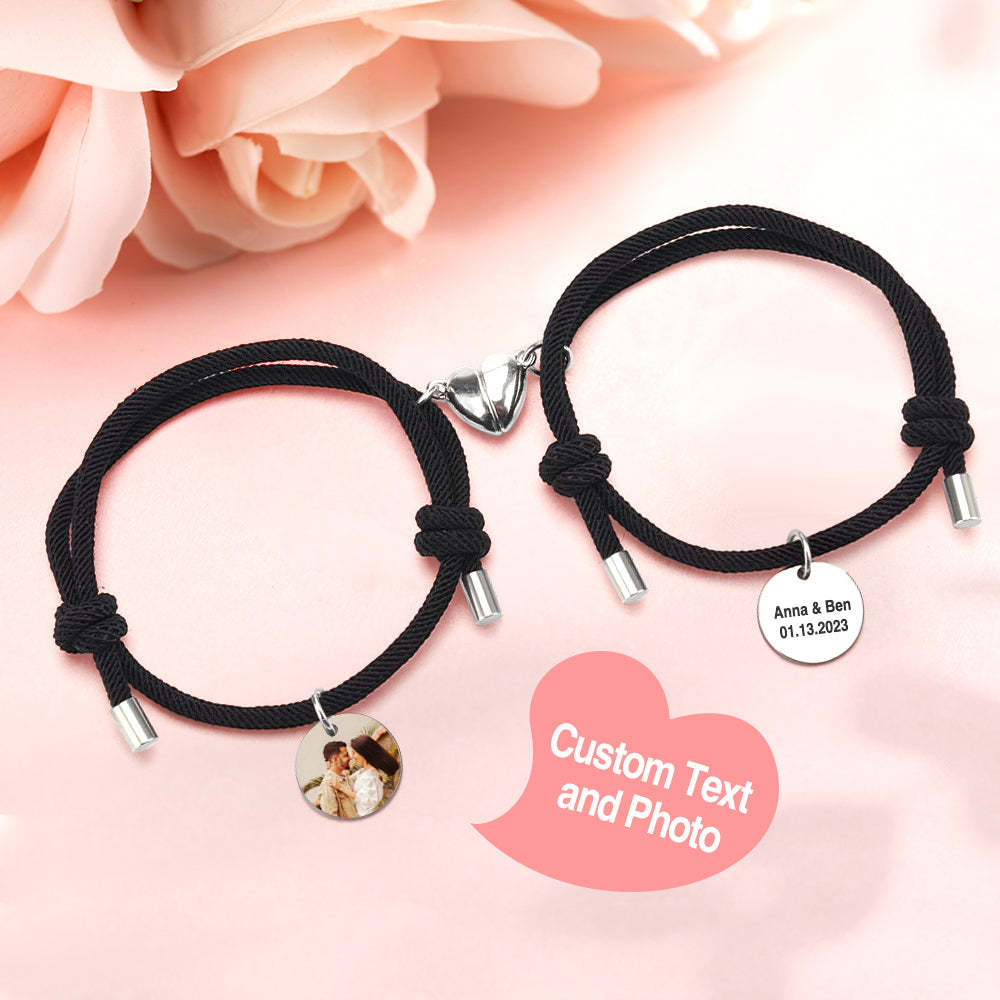 Custom Magnetic Couple Weave Bracelet Set Gift for Couples Best Friends - yournamenecklaceau