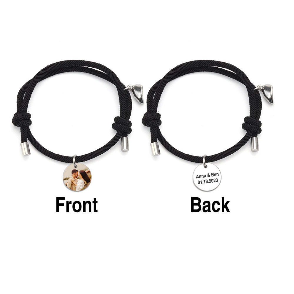 Custom Magnetic Couple Weave Bracelet Set Gift for Couples Best Friends - yournamenecklaceau