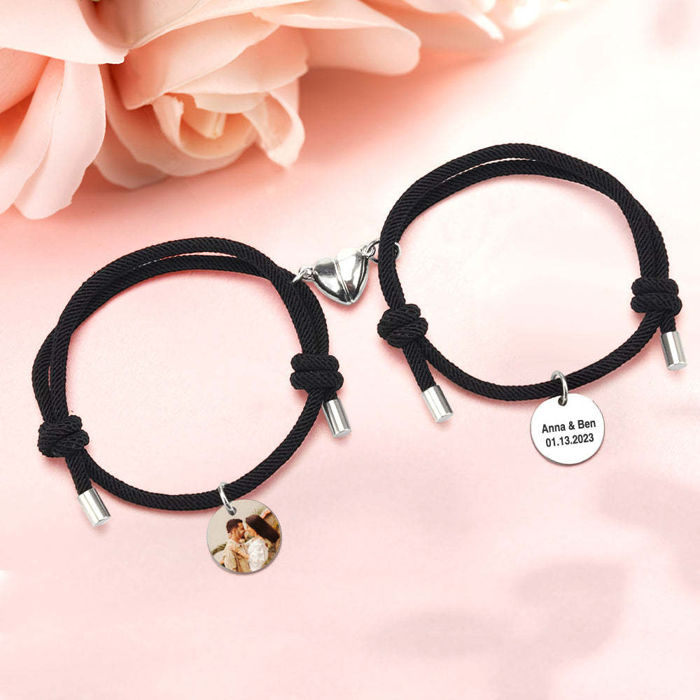 Custom Magnetic Couple Weave Bracelet Set Gift for Couples Best Friends - yournamenecklaceau