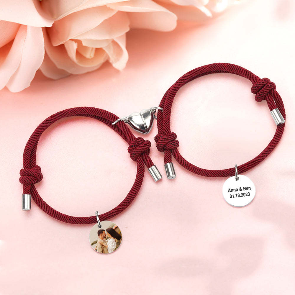 Custom Magnetic Couple Weave Bracelet Set Gift for Couples Best Friends - yournamenecklaceau