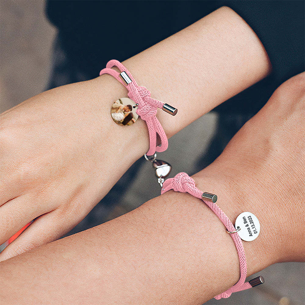 Custom Magnetic Couple Weave Bracelet Set Gift for Couples Best Friends - yournamenecklaceau