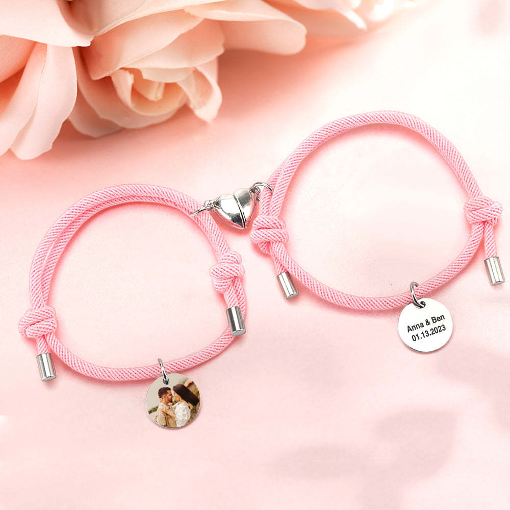 Custom Magnetic Couple Weave Bracelet Set Gift for Couples Best Friends - yournamenecklaceau