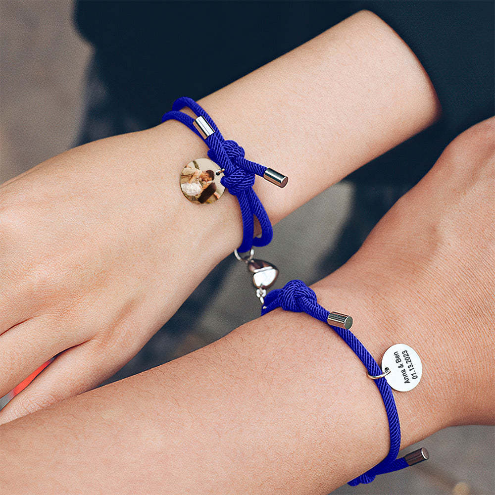 Custom Magnetic Couple Weave Bracelet Set Gift for Couples Best Friends - yournamenecklaceau