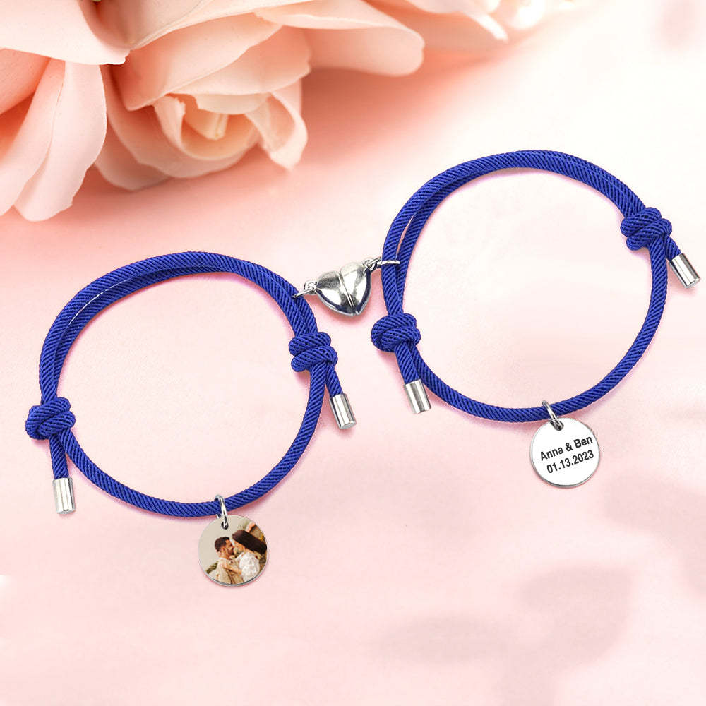 Custom Magnetic Couple Weave Bracelet Set Gift for Couples Best Friends - yournamenecklaceau