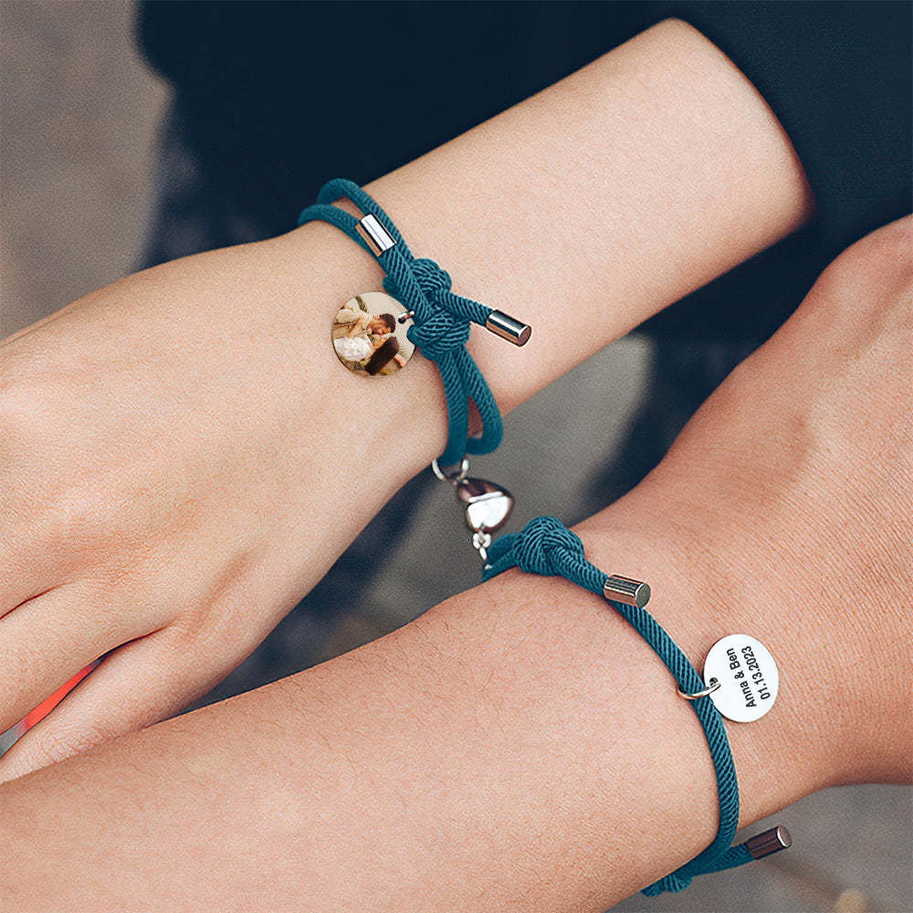 Custom Magnetic Couple Weave Bracelet Set Gift for Couples Best Friends - yournamenecklaceau