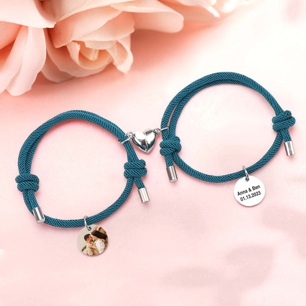 Custom Magnetic Couple Weave Bracelet Set Gift for Couples Best Friends - yournamenecklaceau
