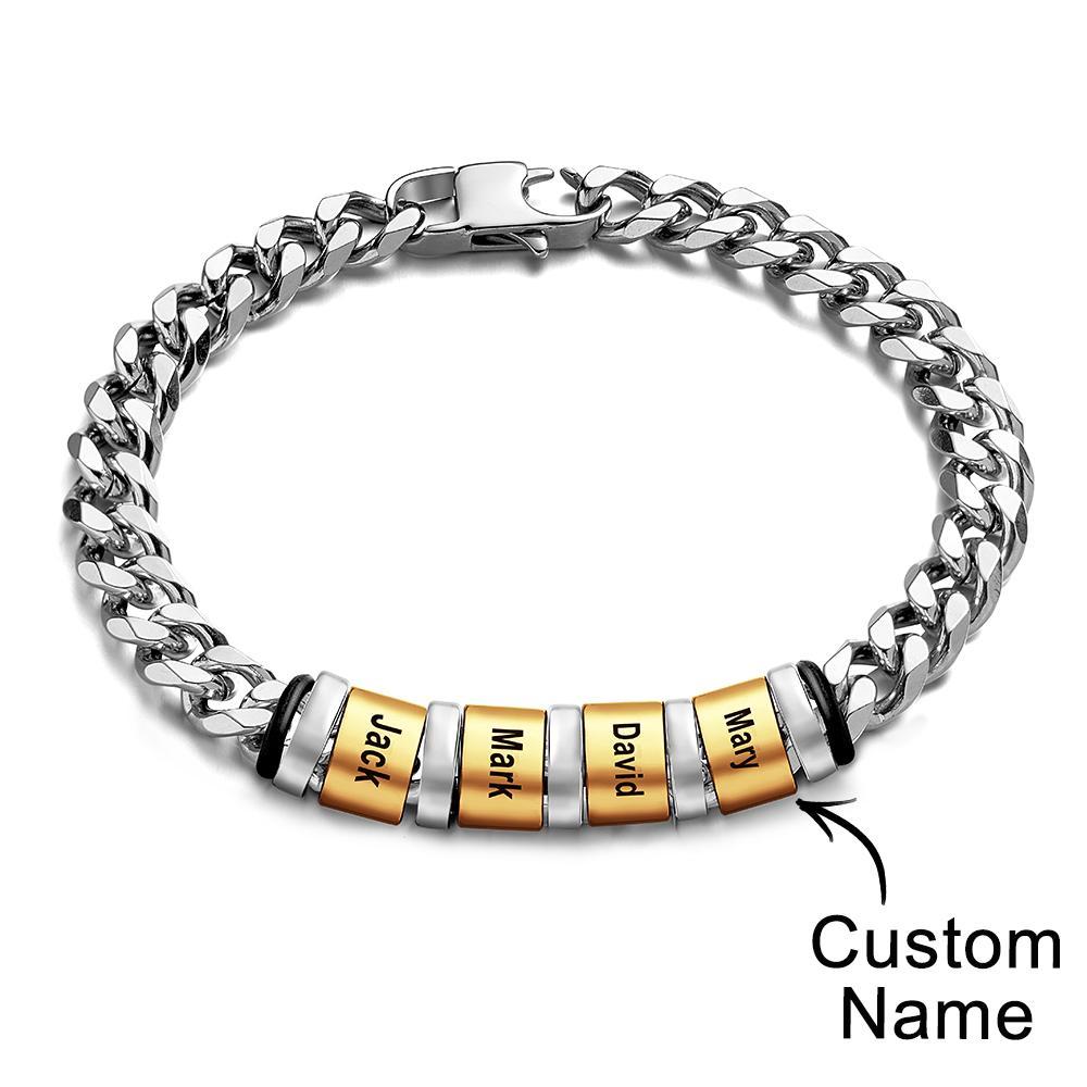 Custom Engraved Name Bracelet Women Men Silver Gold Stainless Steel Mothers Day Jewelry Fathers Day Gift - yournamenecklaceau