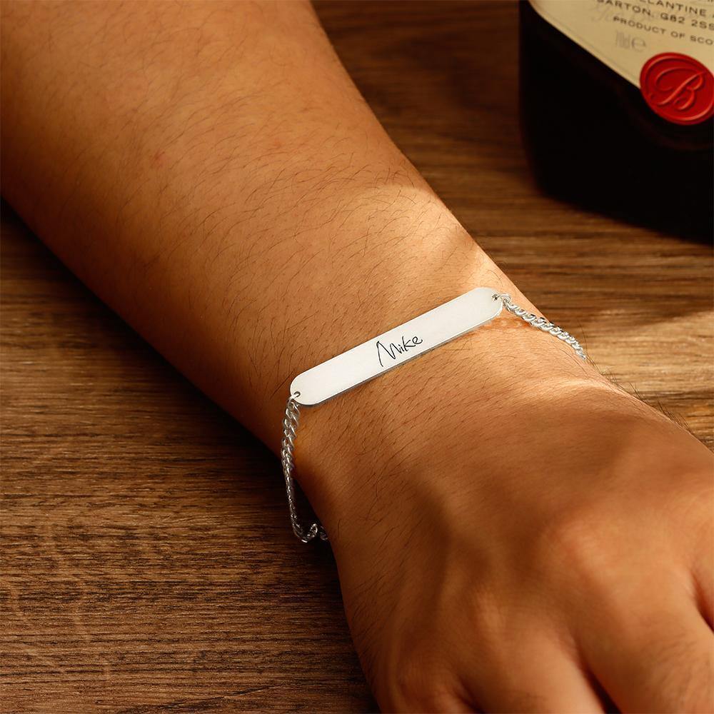 Men's Bracelet Custom Men's Bracelet Chain Bracelet with Individual Name Engraving Gift Partner Bracelet - Gold Plated