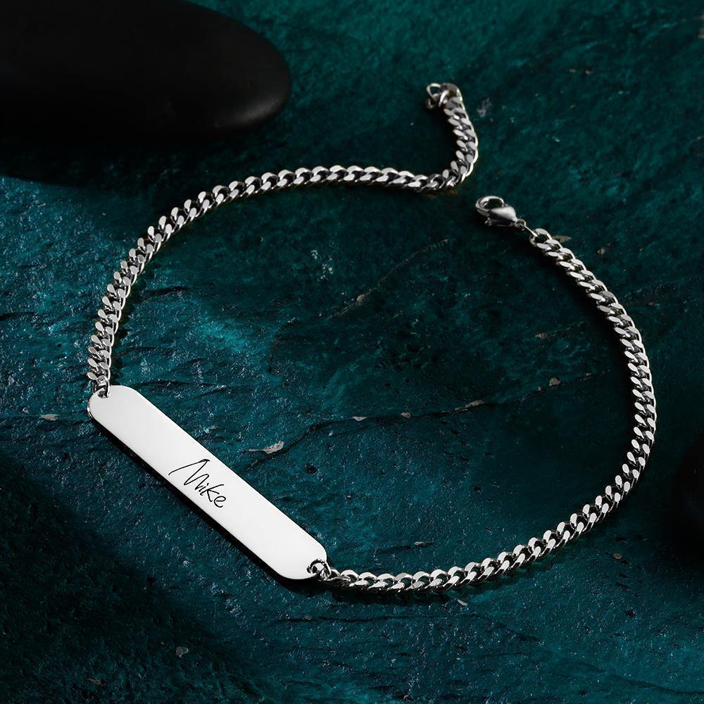 Men's Bracelet Custom Men's Bracelet Chain Bracelet with Individual Name Engraving Gift Partner Bracelet - Gold Plated