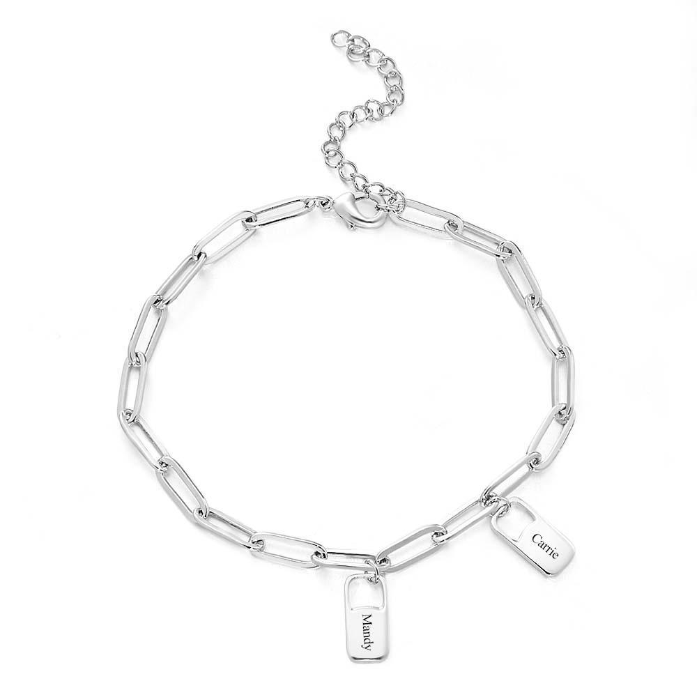 Rory Chain Link Bracelet with 1-6 Charms Custom Family Names Bracelet - yournamenecklaceau