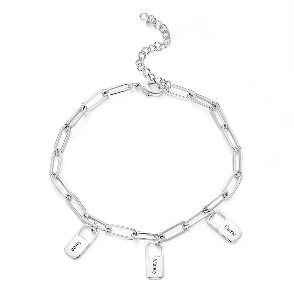 Rory Chain Link Bracelet with 1-6 Charms Custom Family Names Bracelet - yournamenecklaceau
