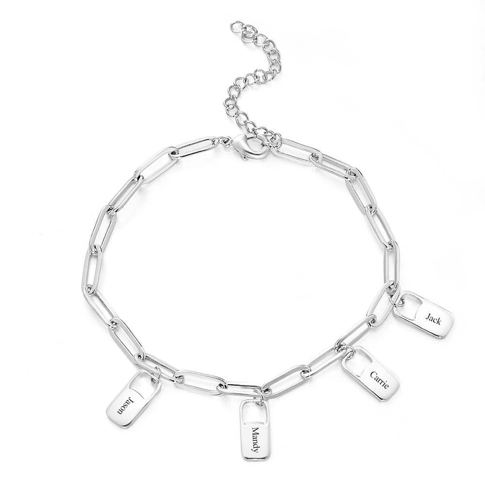 Rory Chain Link Bracelet with 1-6 Charms Custom Family Names Bracelet - yournamenecklaceau