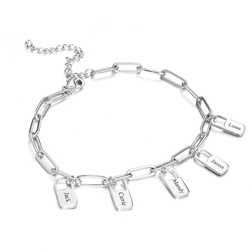 Rory Chain Link Bracelet with 1-6 Charms Custom Family Names Bracelet - yournamenecklaceau