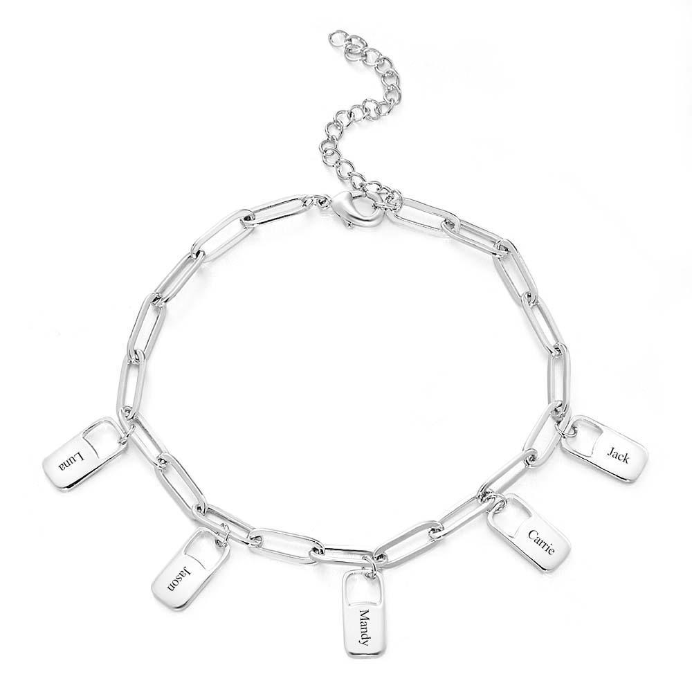 Rory Chain Link Bracelet with 1-6 Charms Custom Family Names Bracelet - yournamenecklaceau