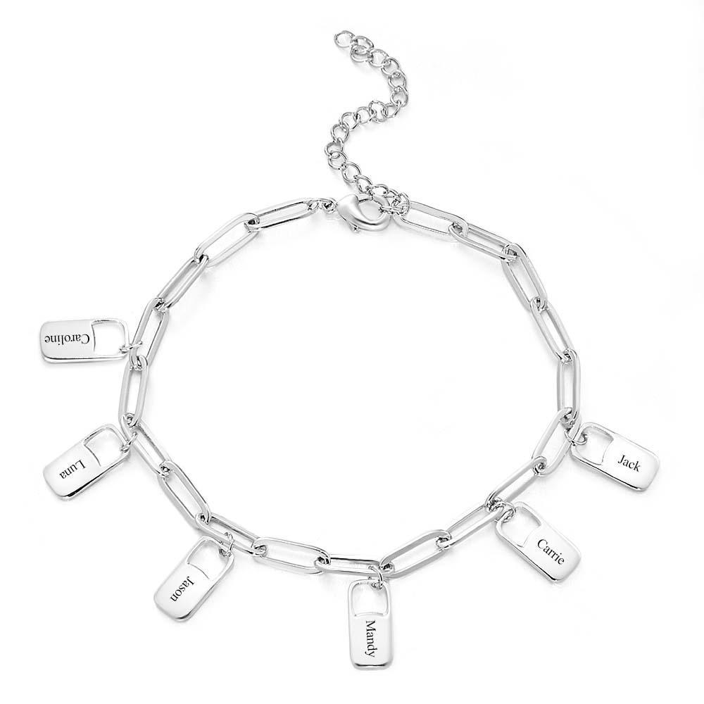 Rory Chain Link Bracelet with 1-6 Charms Custom Family Names Bracelet - yournamenecklaceau