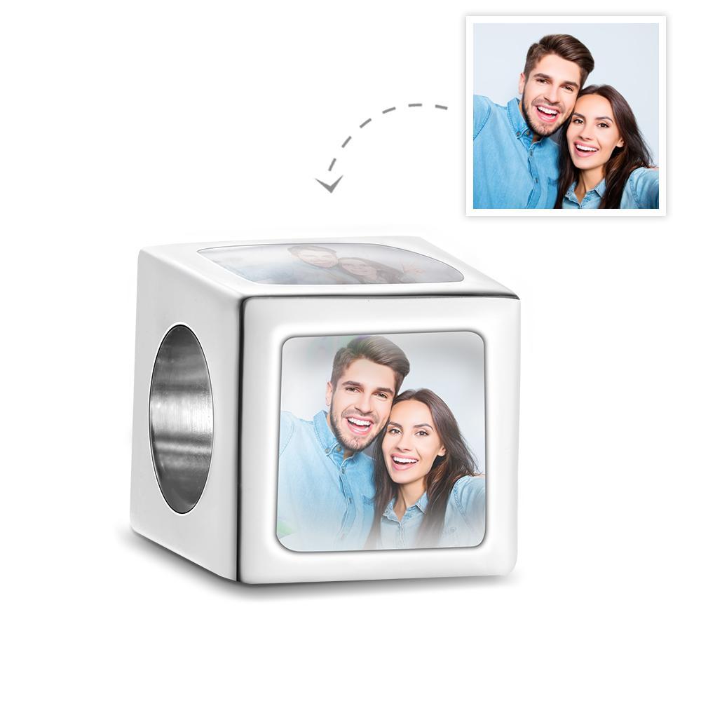Custom Four-Sided Photo Charm Square Copper Charm Creative Gift for Women - yournamenecklaceau