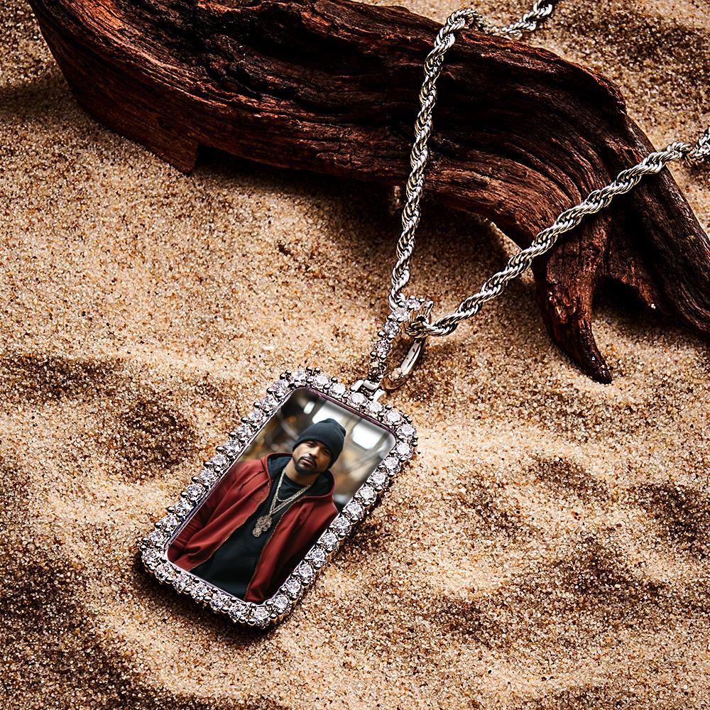 Personalized Photo Hip Hop Necklace Trendy Square Zircon Necklace For Him - yournamenecklaceau