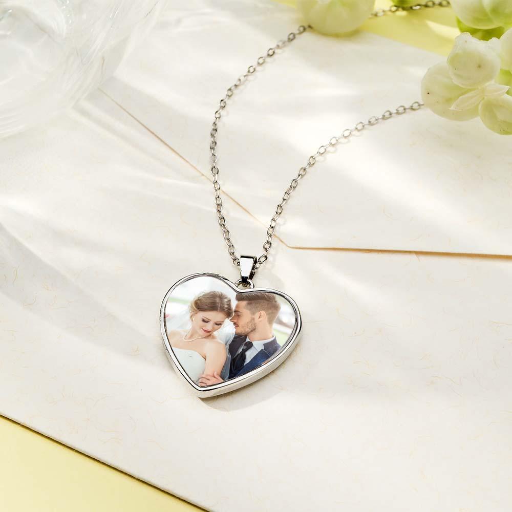 Custom Photo Engraved Necklace Heart Shape Commemorate Gifts for Men - yournamenecklaceau