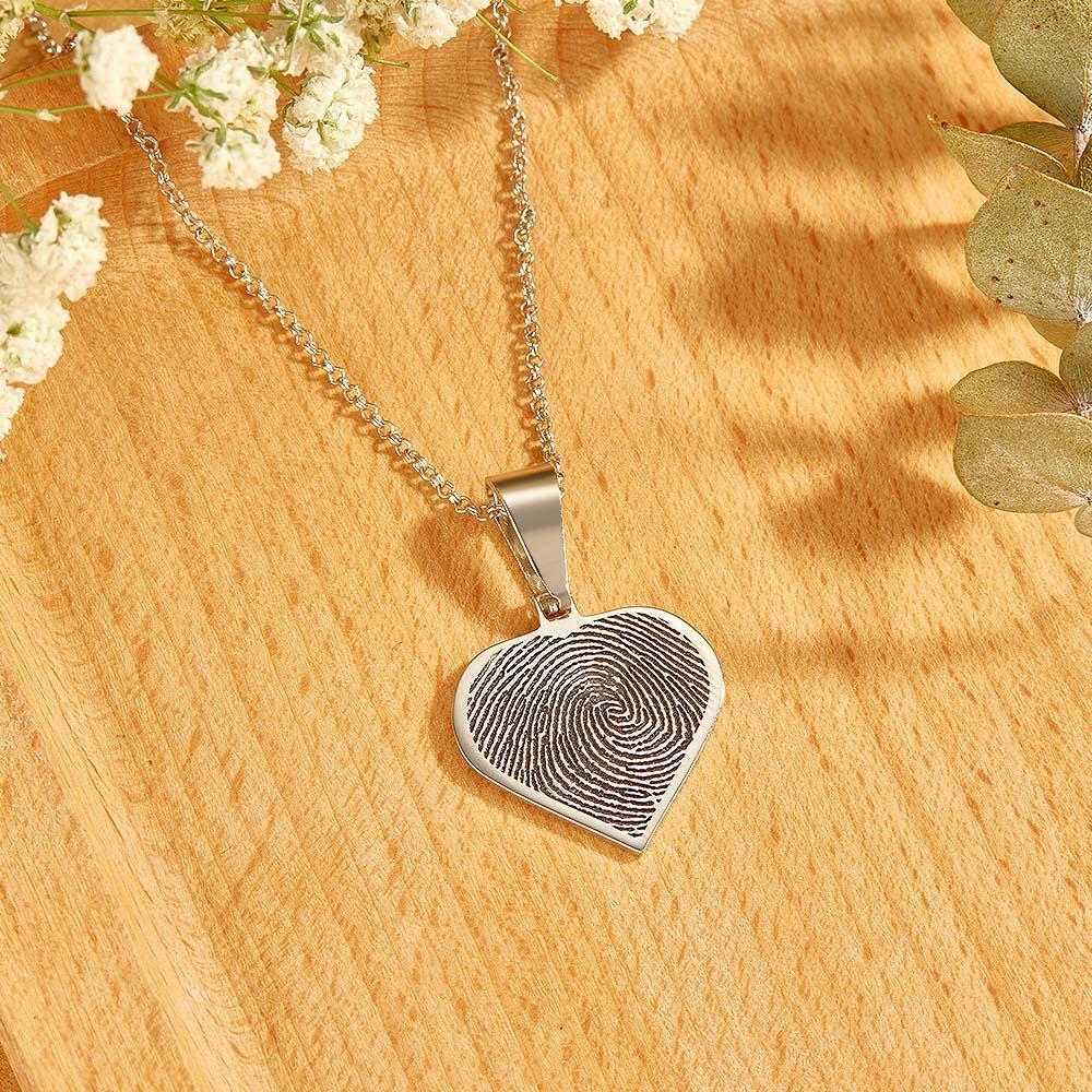 Custom Fingerprint Necklace Personalized Text Fingerprint Jewelry Memorial Gifts - yournamenecklaceau