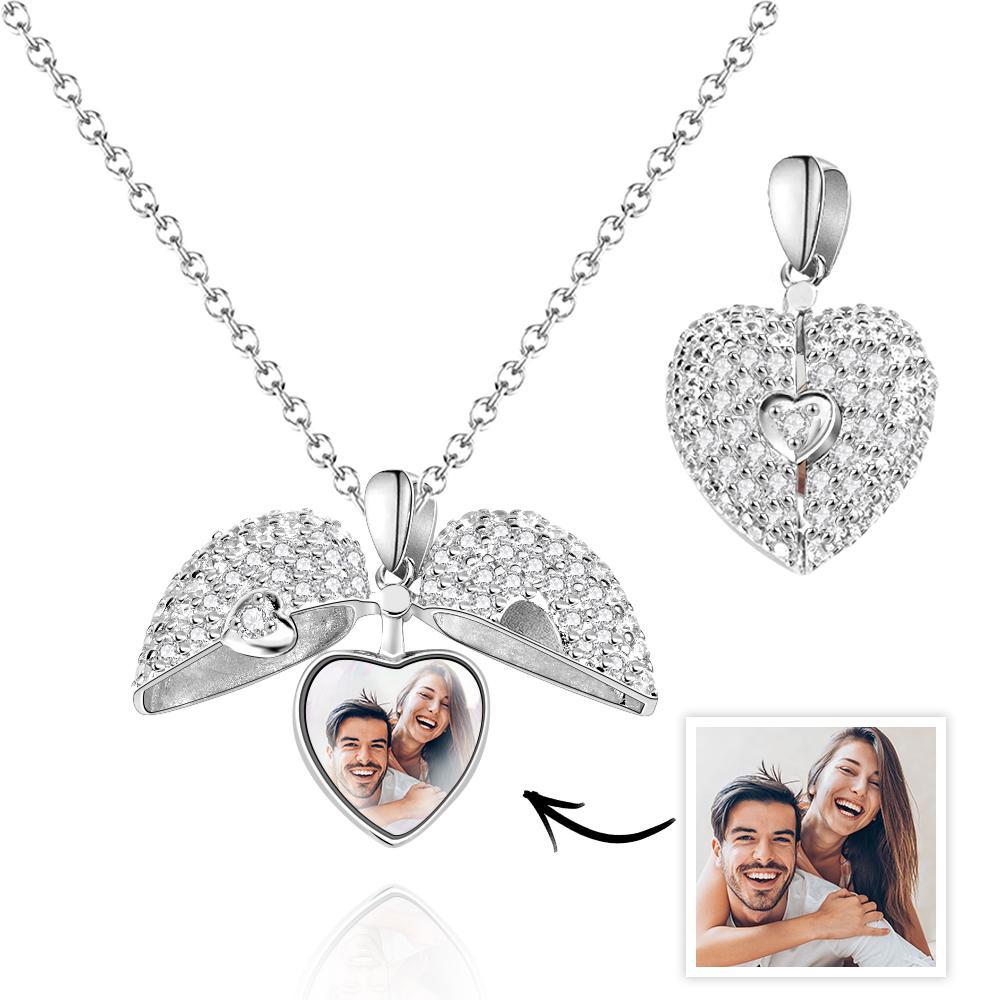 Custom Heart Photo Pendant Necklace Personalized Picture Necklace Gift for Her - yournamenecklaceau