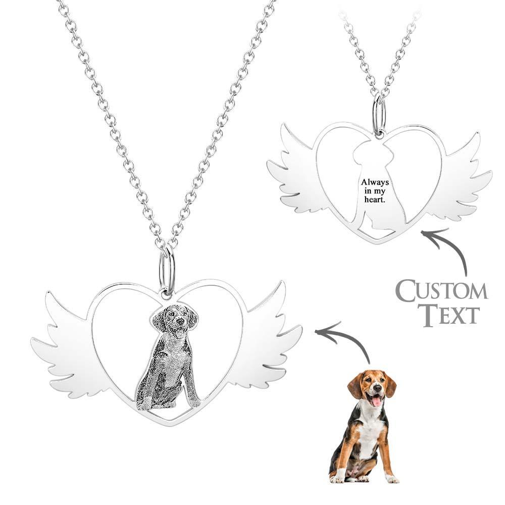Custom Photo Engraved Necklace Angel Pet Remember Gift - yournamenecklaceau