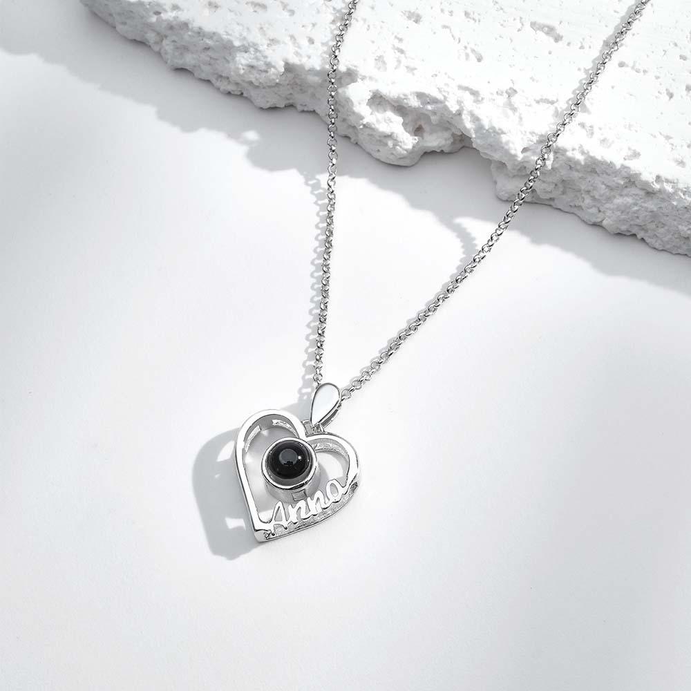 Custom Name Projection Necklace Heart Gift for Her - yournamenecklaceau