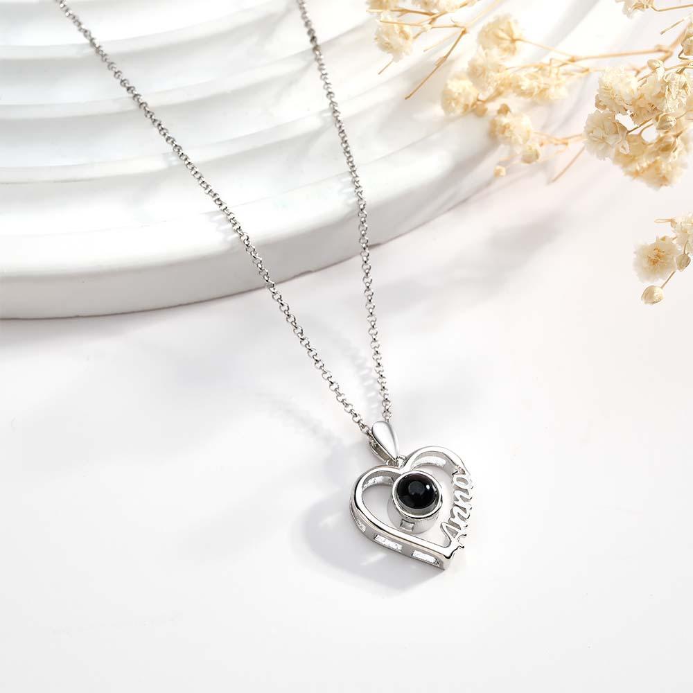 Custom Name Projection Necklace Heart Gift for Her - yournamenecklaceau