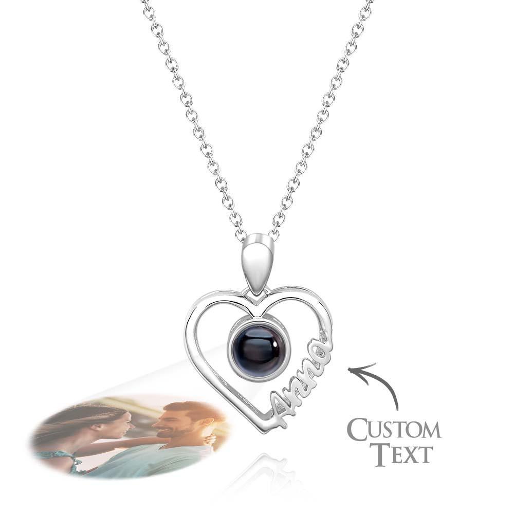 Custom Name Projection Necklace Heart Gift for Her - yournamenecklaceau
