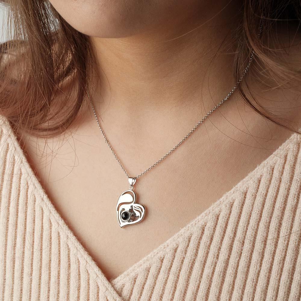 Custom Projection Engraved Necklace Creative Silhouette Mothers Day Gifts - yournamenecklaceau