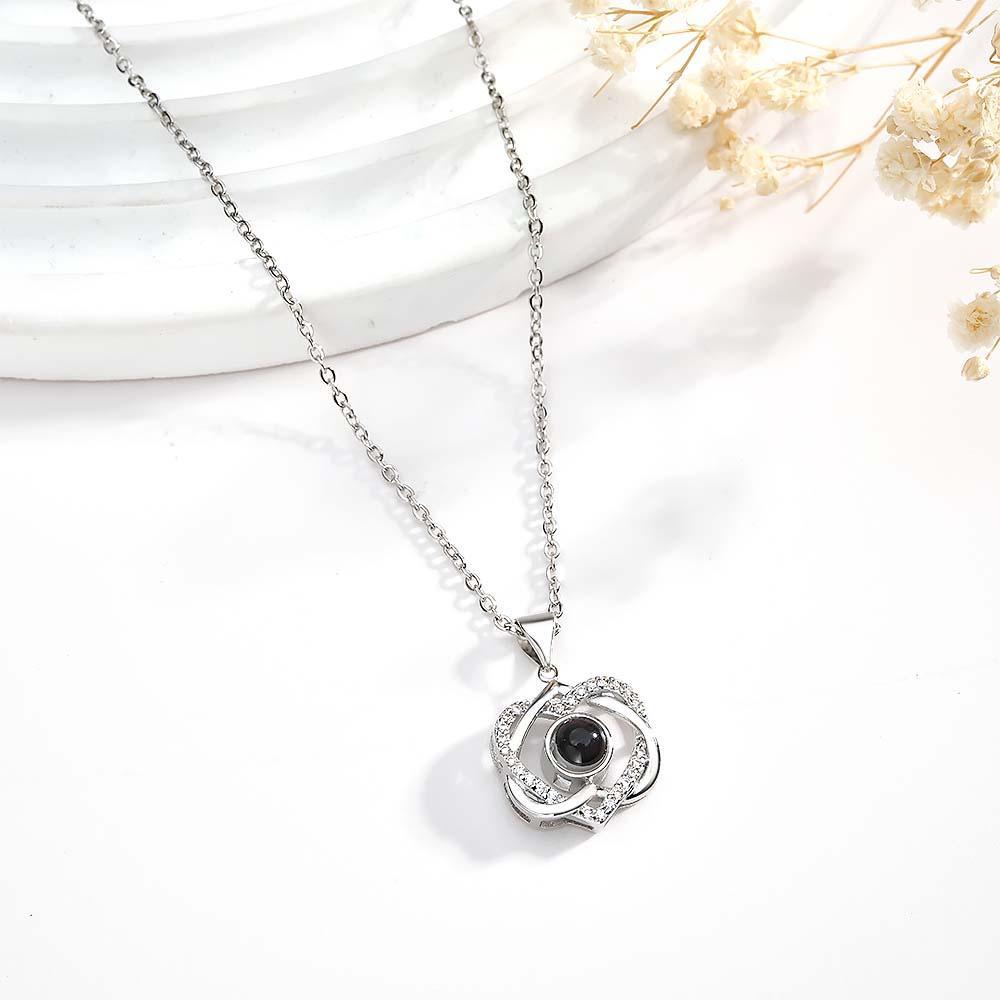 Custom Projection Necklace Double Heart Pendant Gift - yournamenecklaceau