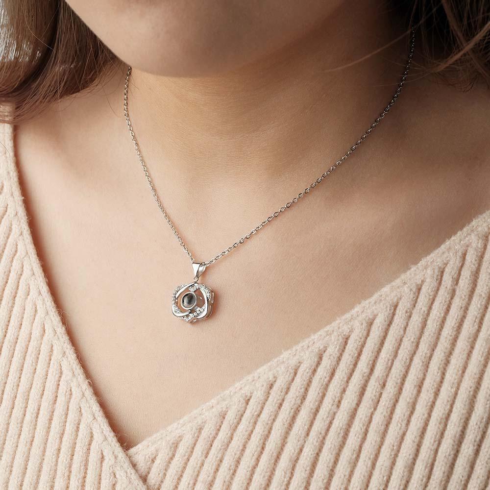 Custom Projection Necklace Double Heart Pendant Gift - yournamenecklaceau